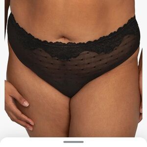NWT Curvy Couture Women's Sheer Whipser High Cut Brief Panty onyx small